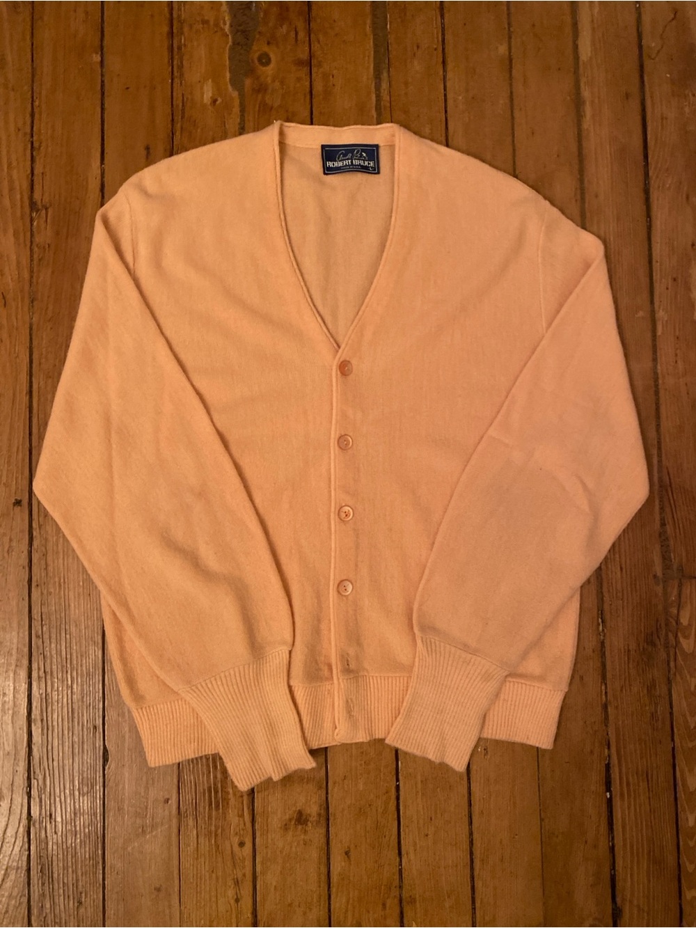 Arnold Palmer Robert Bruce peach wool cardigan